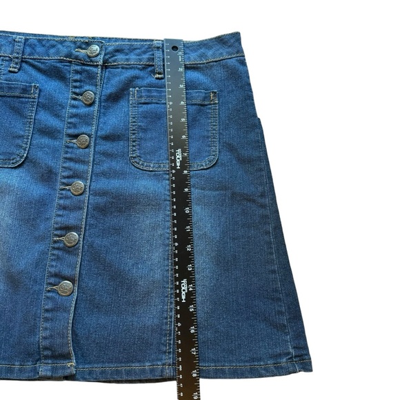Earl Jeans Dark Blue Button Denim Y2K Mini Skirt with Pockets Plus Size 14 - Picture 3 of 9